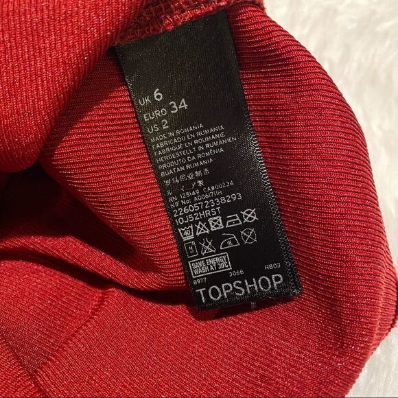 TopShop Ribbed Cold Shoulder Mini Dress in Red Size 2 - Picture 9 of 9
